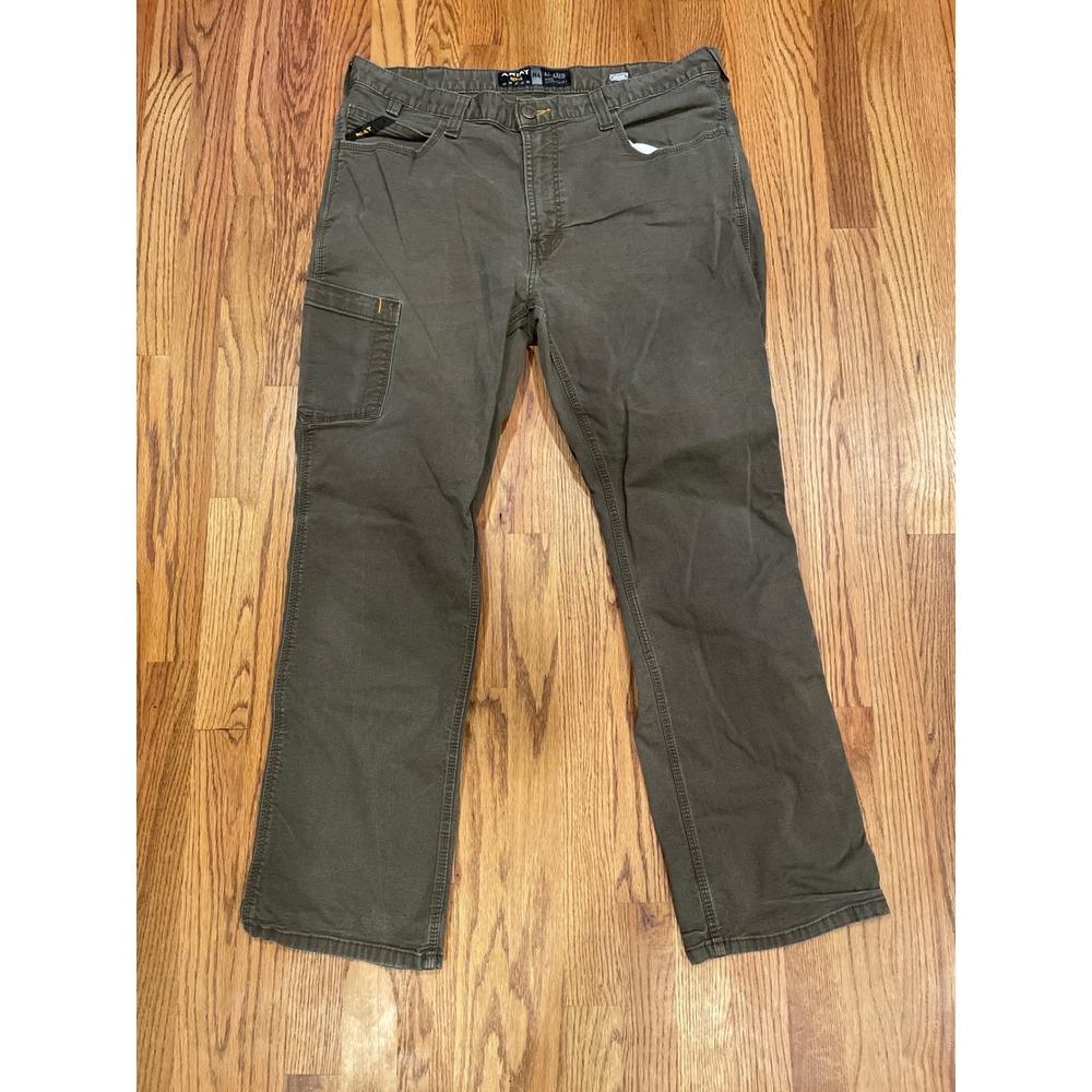Ariat Mens Pants 38x32 Wren Brown Rebar M4 Relaxed Straight DuraStretch 10034622